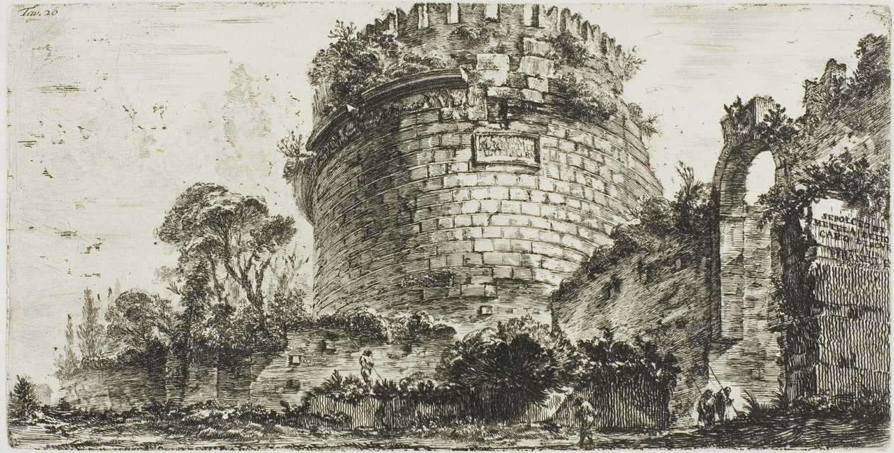 Tomb of Caecilia Metella called Capo di Bove [Ox Head], plate twenty from Some Views of Triumphal Arches and other monuments by Giovanni Battista Piranesi