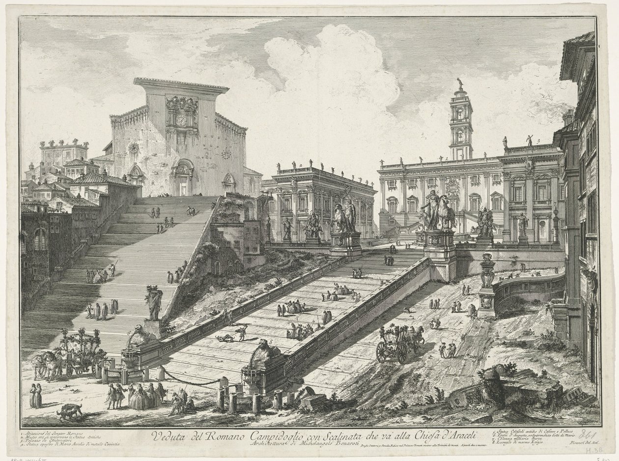 Steps to Piazza del Campidoglio and Santa Maria in Aracoeli in Rome (series title: Views of Rome) by Giovanni Battista Piranesi