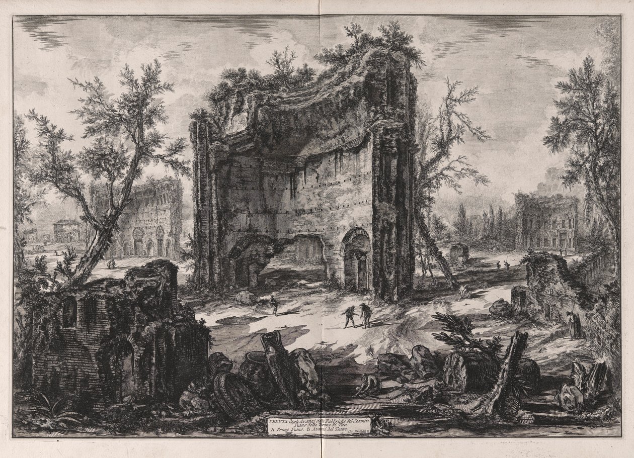 View of the Remains of the Buildings on the Second Floor of the Baths of Titus, from Views of Rome by Giovanni Battista Piranesi