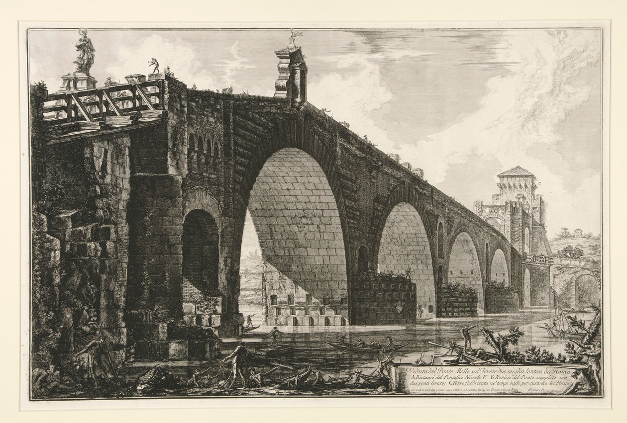 View of the Milvian Bridge over the Tiber Two Miles Outside Rome, from Vedute di Roma by Giovanni Battista Piranesi
