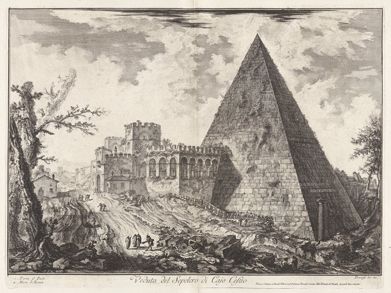 View of the Pyramidal Tomb of Caius Cestius, from Views of Rome by Giovanni Battista Piranesi
