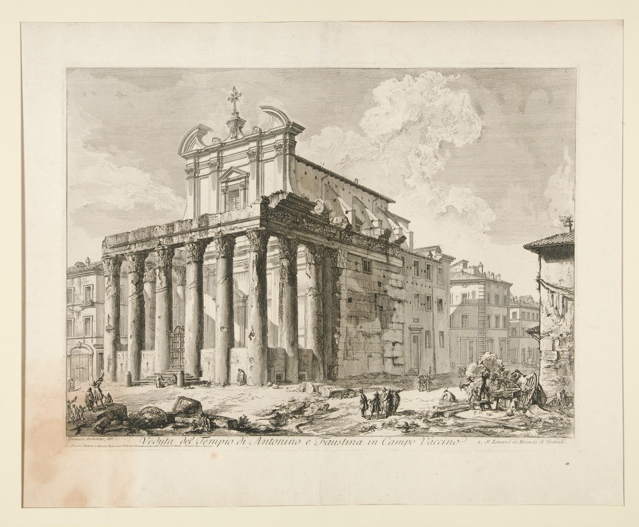 View of the Temple of Antoninus and Faustina in the Roman Forum, from Vedute di Roma by Giovanni Battista Piranesi