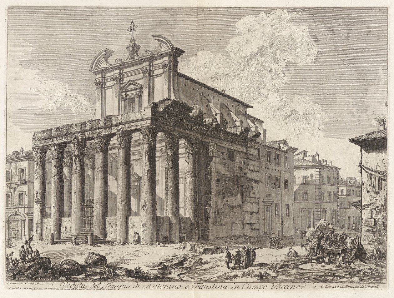 View of the Temple of Antoninus and Faustina in the Roman Forum, from Views of Rome by Giovanni Battista Piranesi