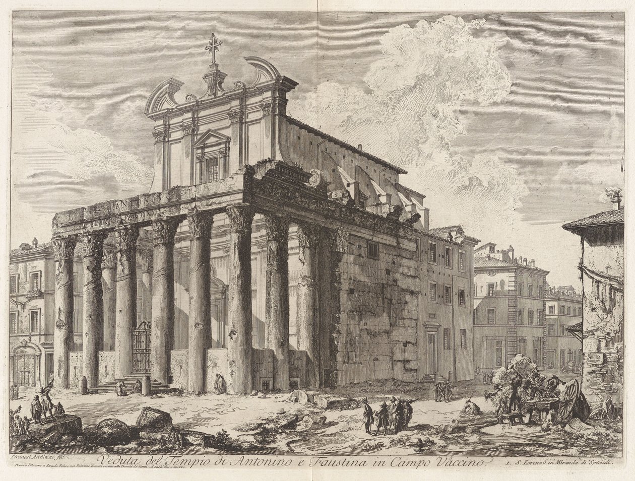 View of the Temple of Antoninus and Faustina in the Roman Forum, from Views of Rome by Giovanni Battista Piranesi