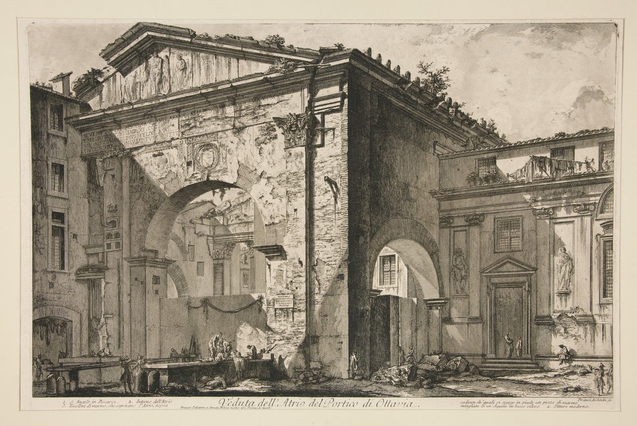 View of the Atrium of the Portico of Octavia, from Vedute di Roma by Giovanni Battista Piranesi