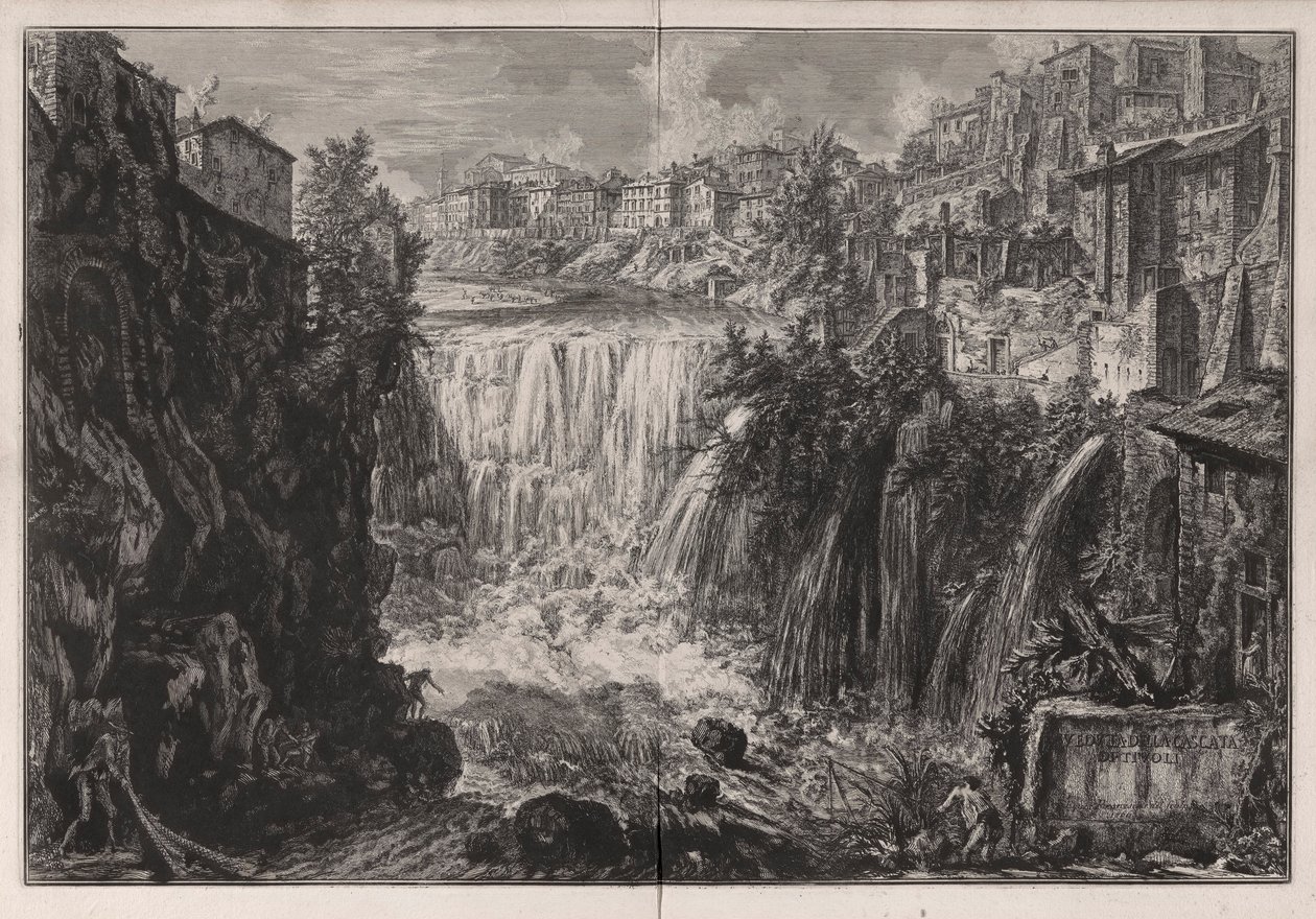 View of the Waterfall of Tivoli, from Views of Rome by Giovanni Battista Piranesi