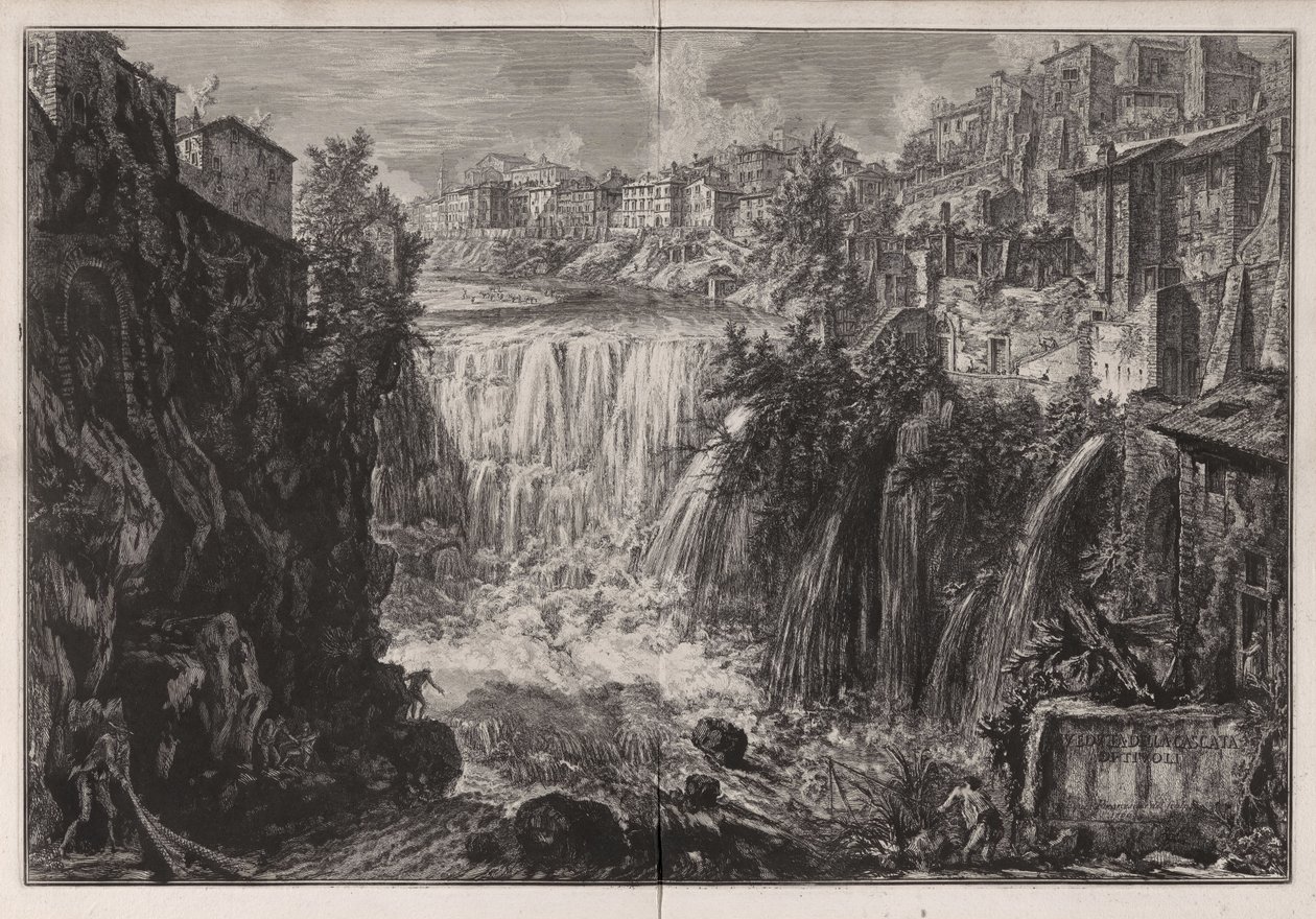 View of the Waterfall of Tivoli, from Views of Rome by Giovanni Battista Piranesi