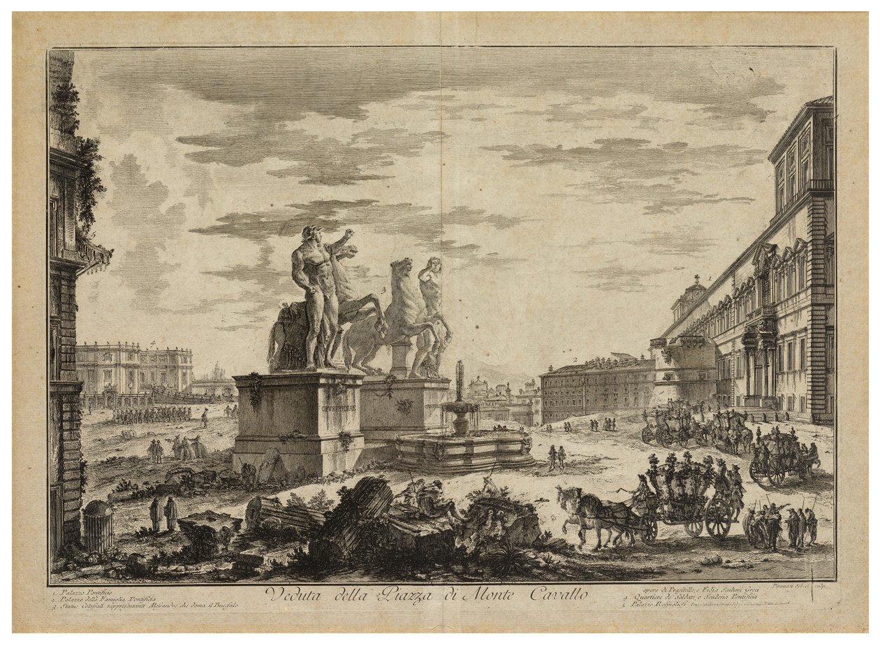 View of the Piazza di Monte Cavallo (del Quirinale) by Giovanni Battista Piranesi