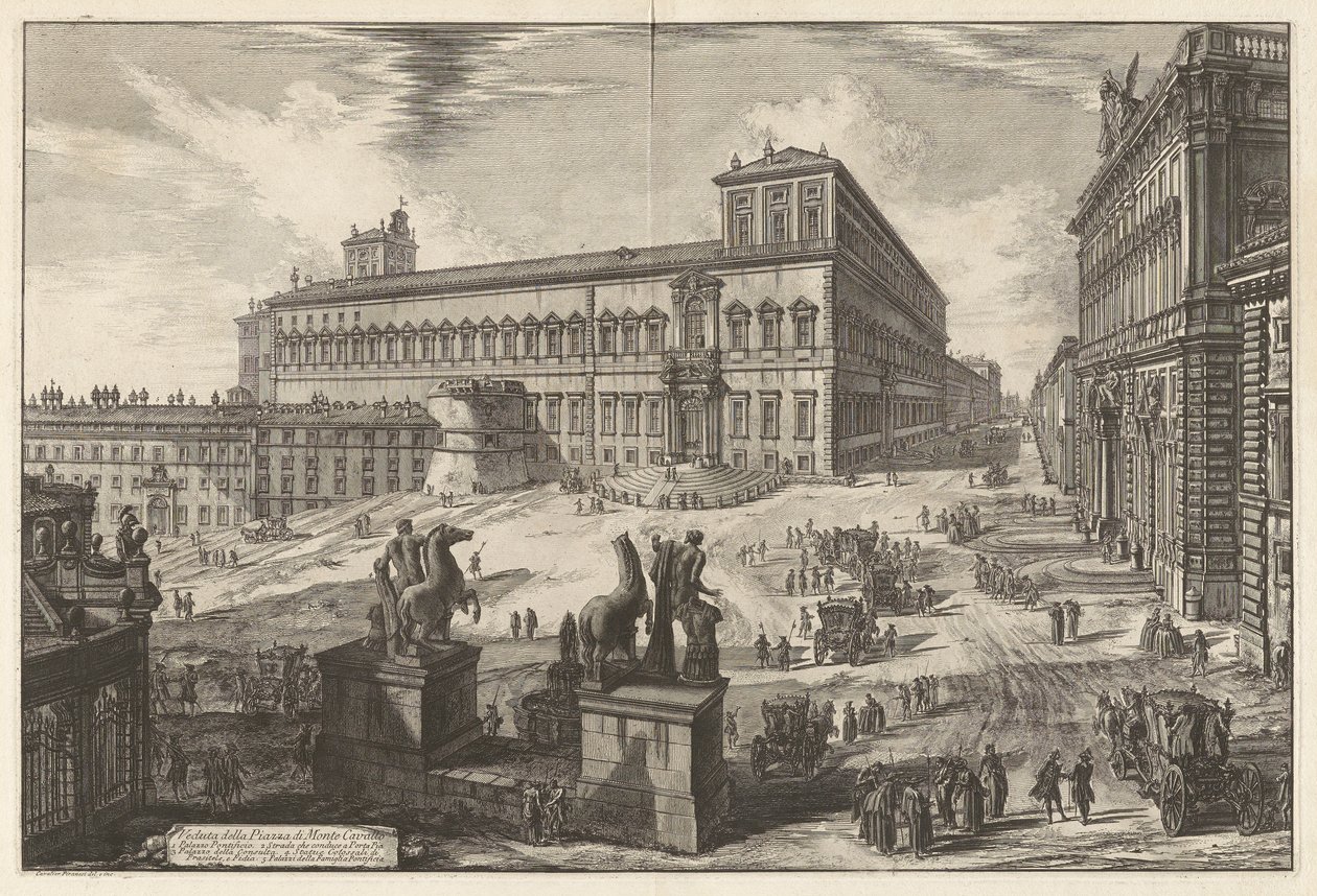 View of the Piazza di Monte Cavallo (Piazza del Quirinale with the Quirinal Palace at Center), from Views of Rome by Giovanni Battista Piranesi