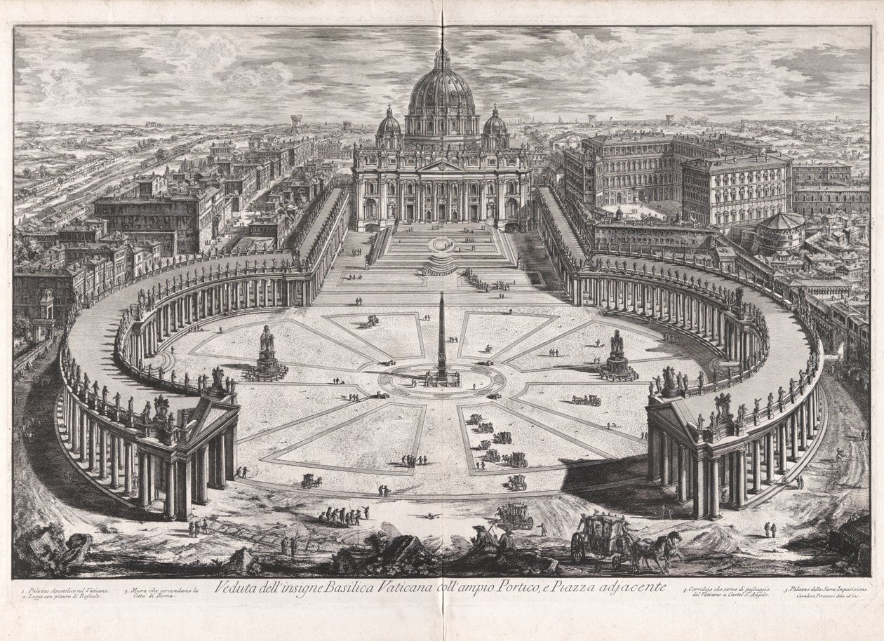 View of the Famous Vatican Basilica with its Spacious Portico, and Adjacent Piazza from Views of Rome by Giovanni Battista Piranesi