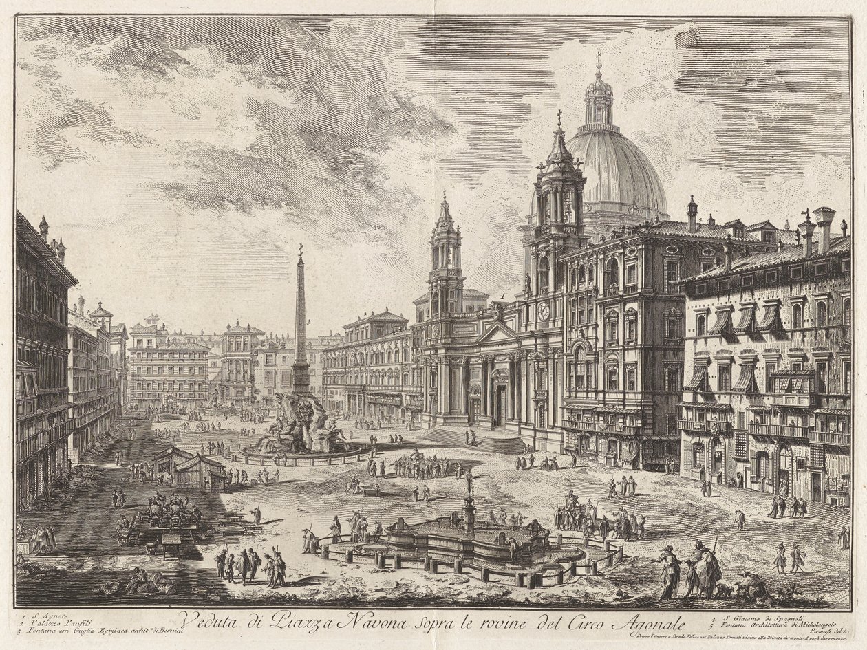 View of the Piazza Navona Above the Ruins of the Circus of Domitian, from Views of Rome by Giovanni Battista Piranesi
