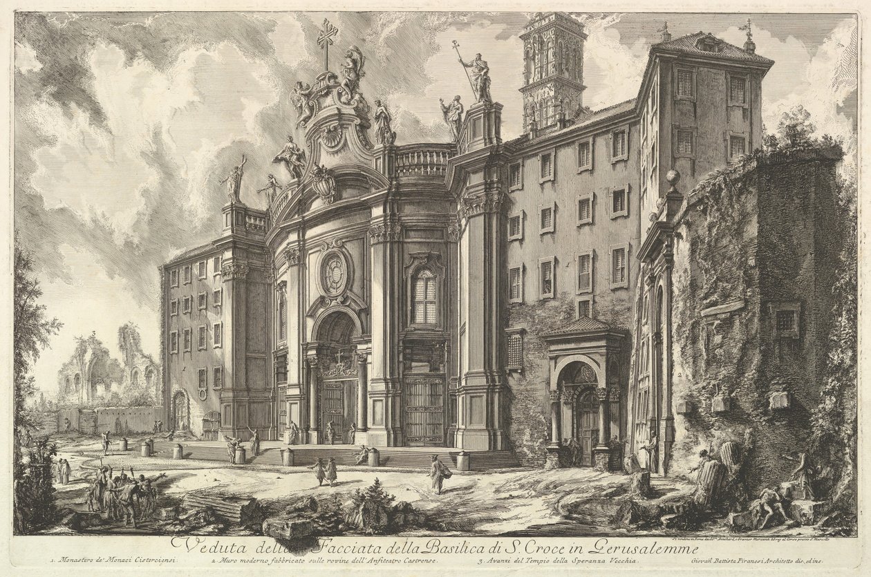 View of the Façade of the Basilica of S. Croce in Gerusalemme [the Holy Cross in Jerusalem], ca. 1750 by Giovanni Battista Piranesi