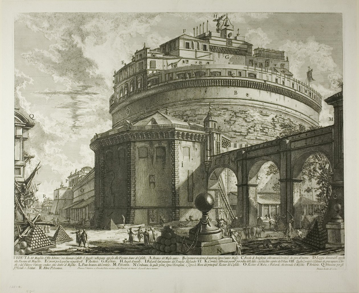 View of the Mausoleum of the Emperor Hadrian (now called Castel Sant’Angelo) from the Rear, from Views of Rome by Giovanni Battista Piranesi