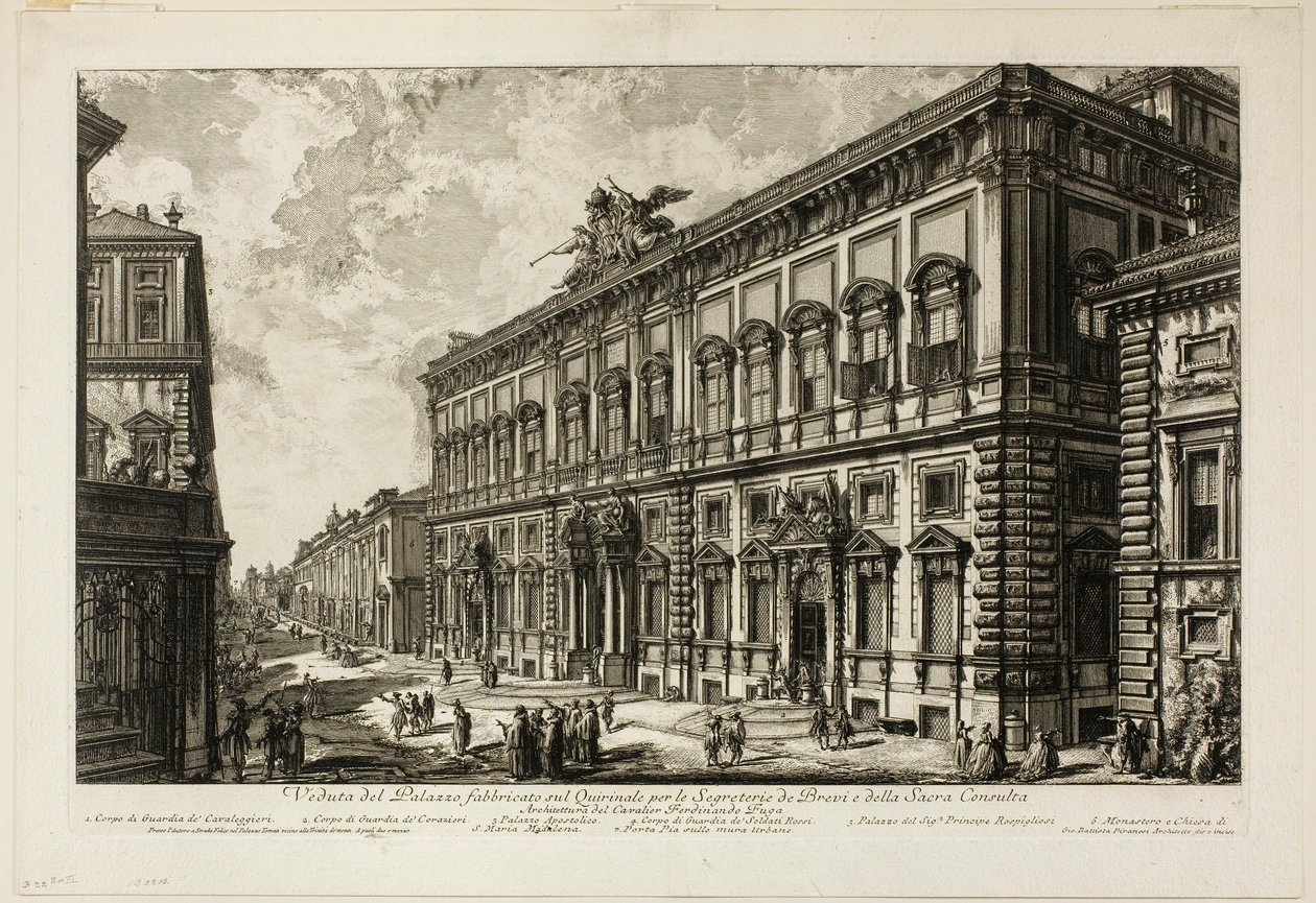 View of the Palazzo della Consulta on the Quirinal housing the Papal Secretariat, from Views of Rome by Giovanni Battista Piranesi