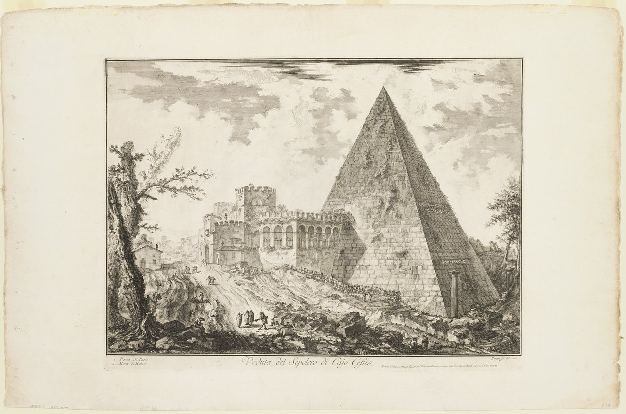 View of the Pyramidal Tomb of Cestius, from Views of Rome by Giovanni Battista Piranesi