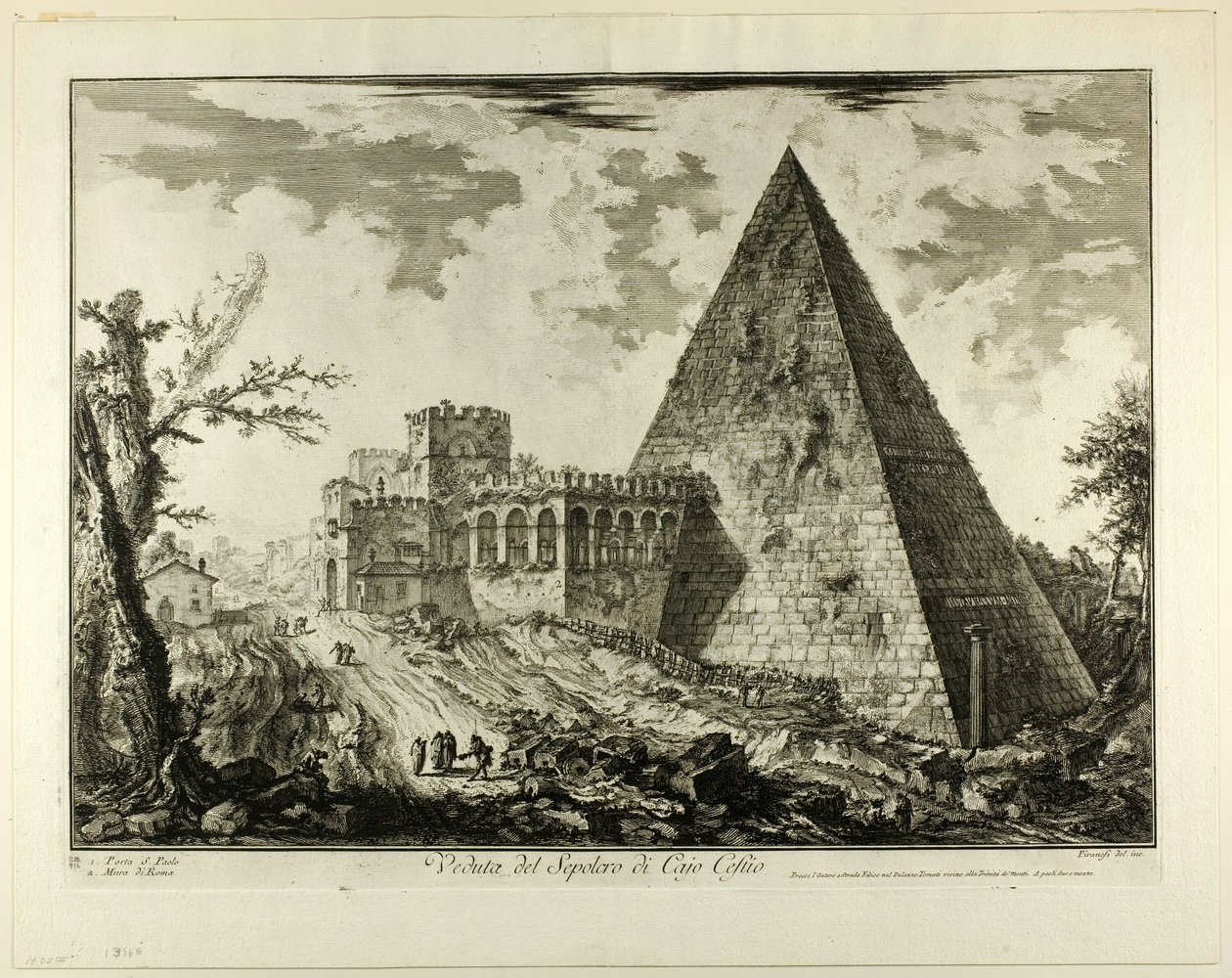 View of the Pyramidal Tomb of Cestius, from Views of Rome by Giovanni Battista Piranesi