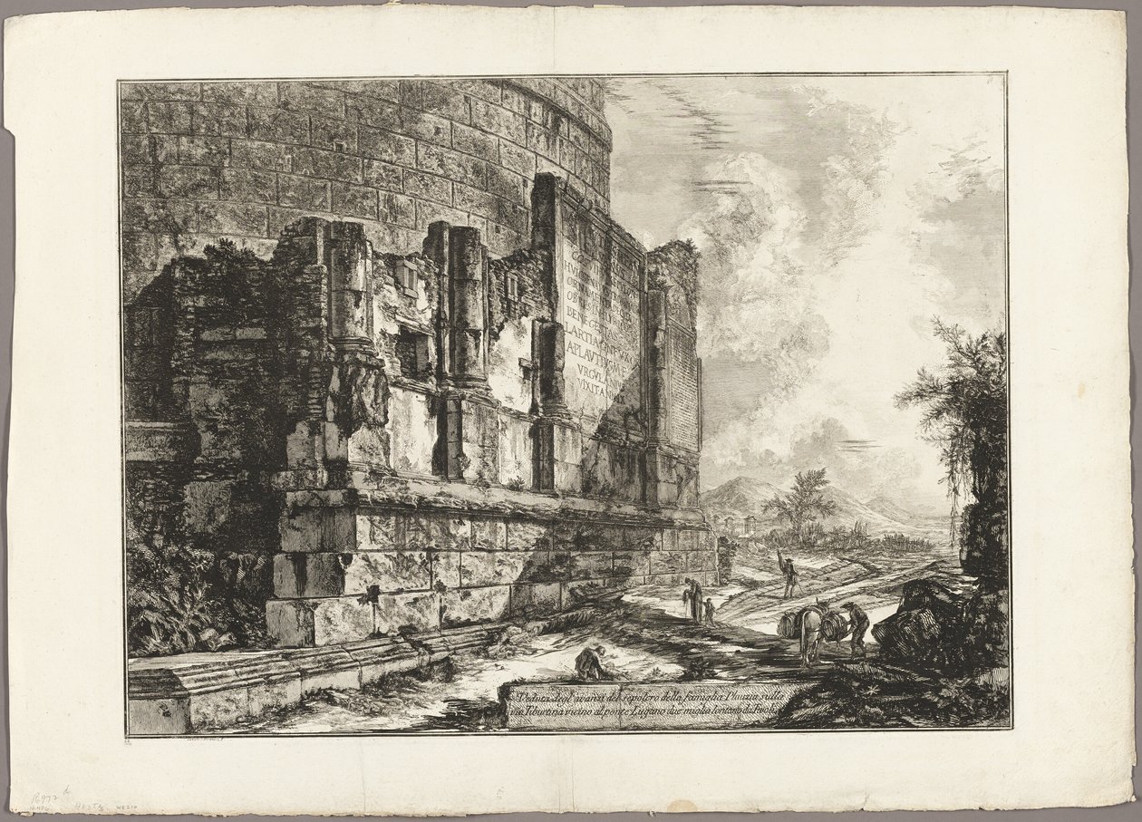 View of the Remains of the Tomb of the Plautii on the Via Tiburtina, near the Ponte Lugano, two miles distant from Tivoli, from Views of Rome by Giovanni Battista Piranesi
