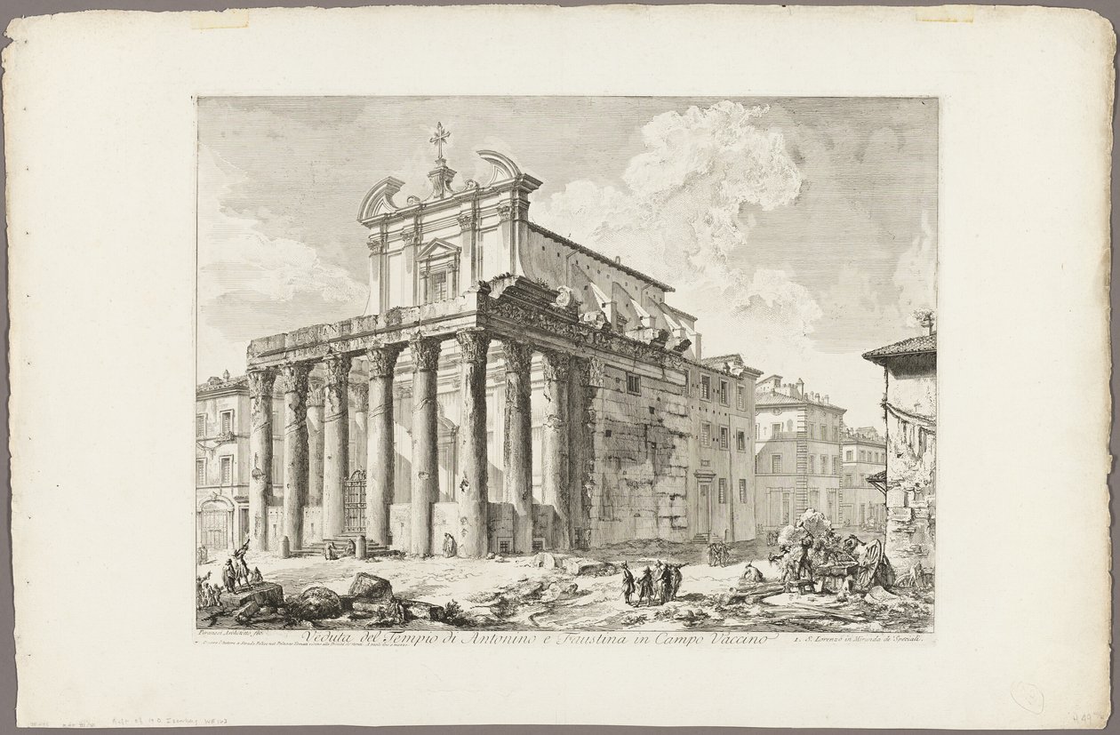 View of the Temple of Antoninus and Faustina in the Roman Forum, from Views of Rome by Giovanni Battista Piranesi