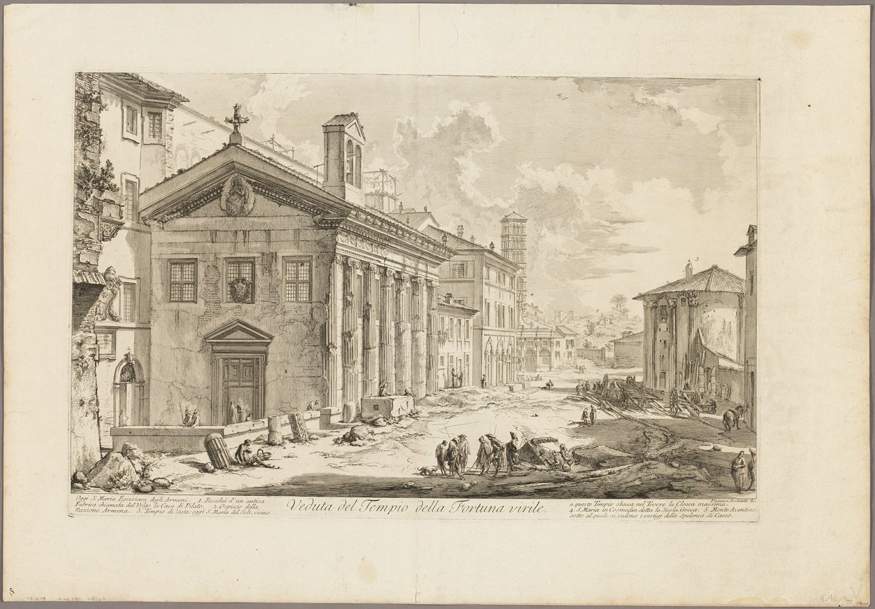 View of the Temple of Fortuna Virilis. Now the Armenian Church of S. Maria Egizziaca, from Views of Rome by Giovanni Battista Piranesi
