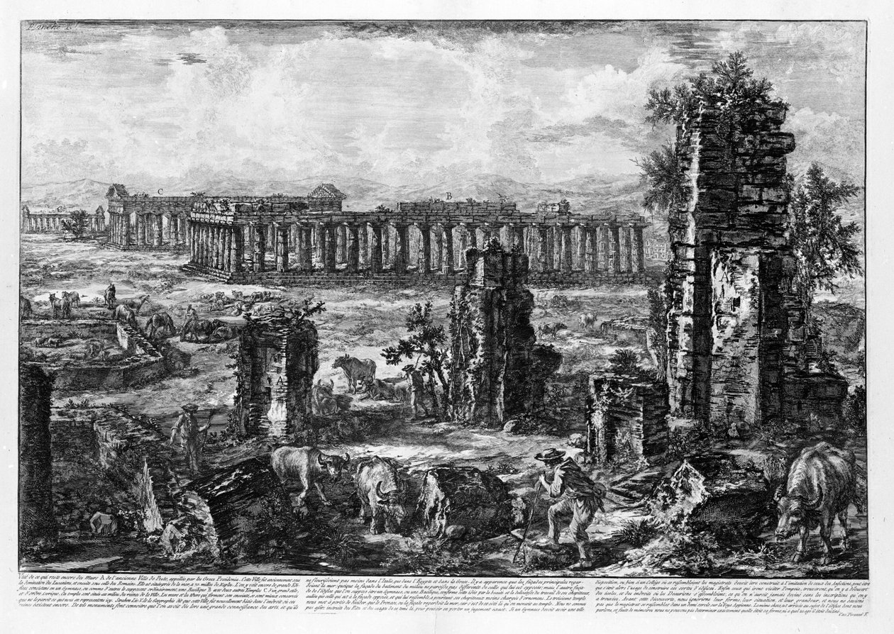 View of the Temples of Paestum by Giovanni Battista Piranesi