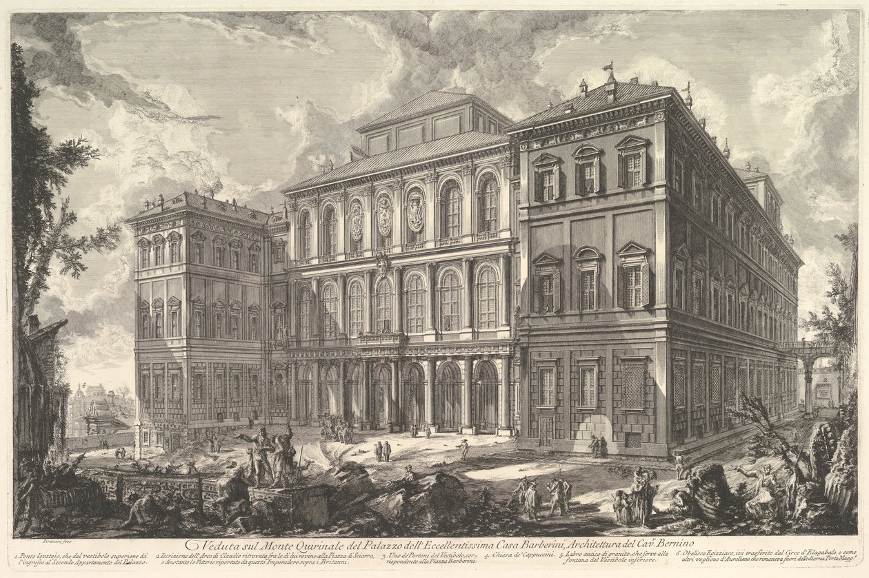 View of the Palace of the Illustrious Barberini Family on the Quirinal Hill by Giovanni Battista Piranesi