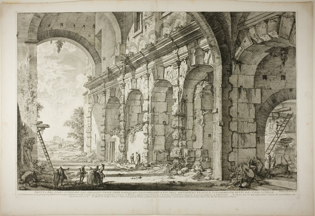 View of the Upper Storey of the Cages for Wild Animals Built by the Emperor Domitian, Associated with the Flavian Amphitheater and Commonly Called the Curia Hostilia, from Views of Rome by Giovanni Battista Piranesi