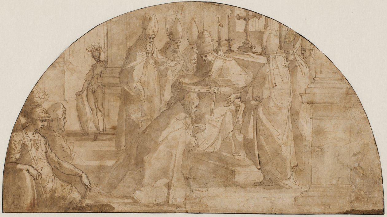 A Pope Consecrating a Bishop: Study for a Lunette by Giovanni Battista Ricci