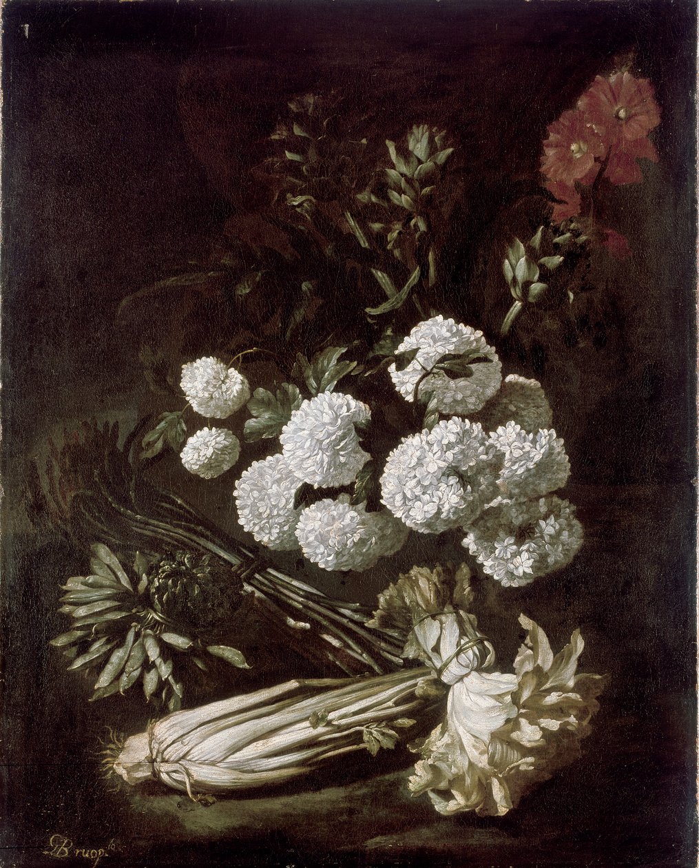Still Life of Flowers and Vegetables by Giovanni Battista Ruoppolo
