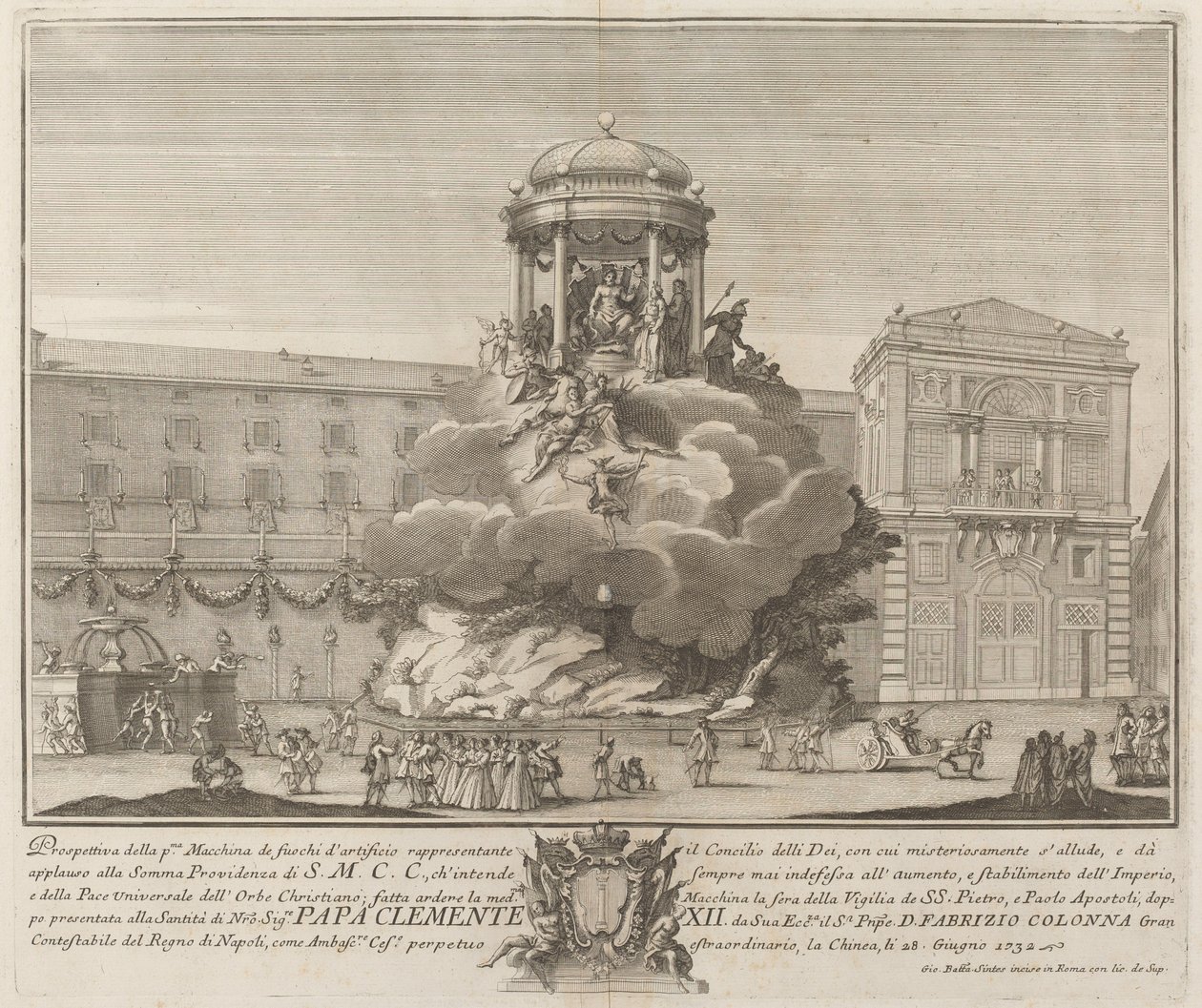 The Council of the Gods, for the "Chinea" Festival by Giovanni Battista Sintes probably after Nicola Michetti