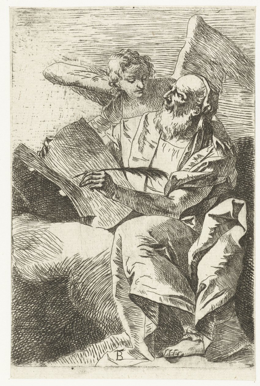 Evangelist Matthew with Angel by Giovanni Battista Tiepolo (attributed to)