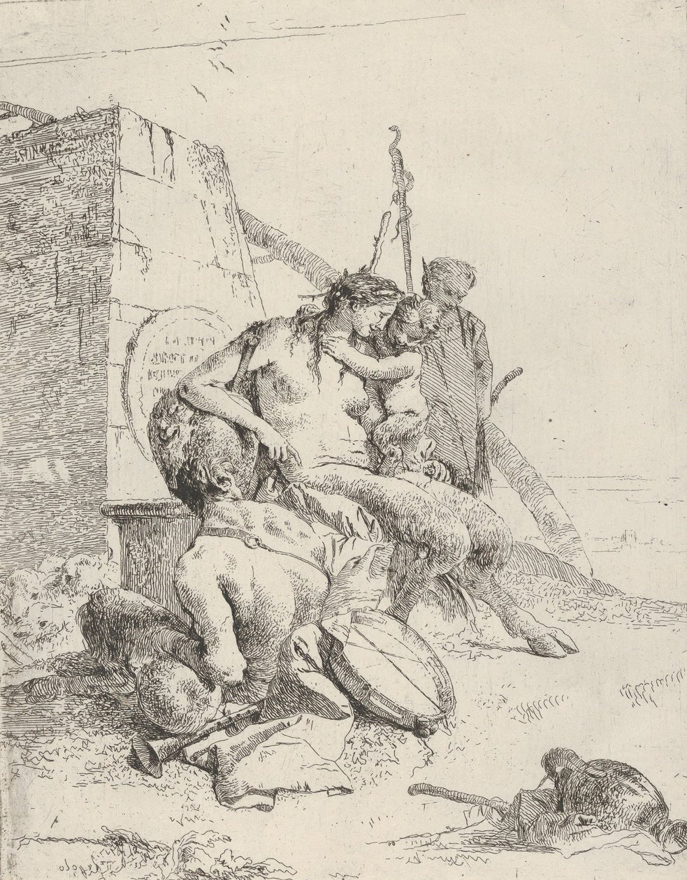 Satyr Family with the Obelisk, from the Scherzi by Giovanni Battista Tiepolo