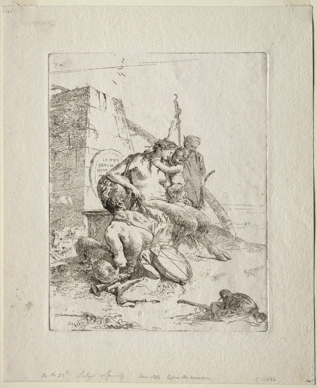 Scherzi di Fantasia: Satyr Family with the Obelisk by Giovanni Battista Tiepolo