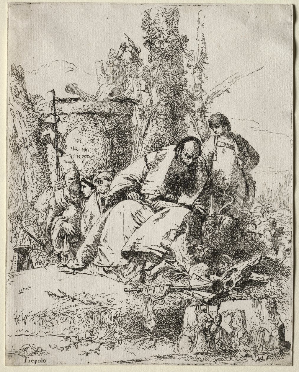 Scherzi di Fantasia: Seated Magician, Boy and Four Figures by Giovanni Battista Tiepolo