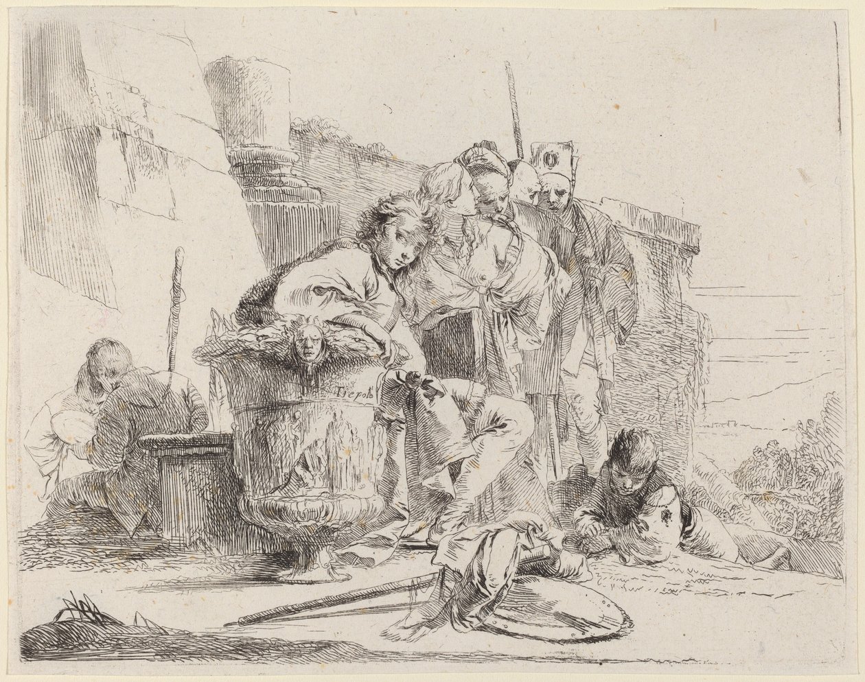 Seated Youth Leaning Against an Urn by Giovanni Battista Tiepolo