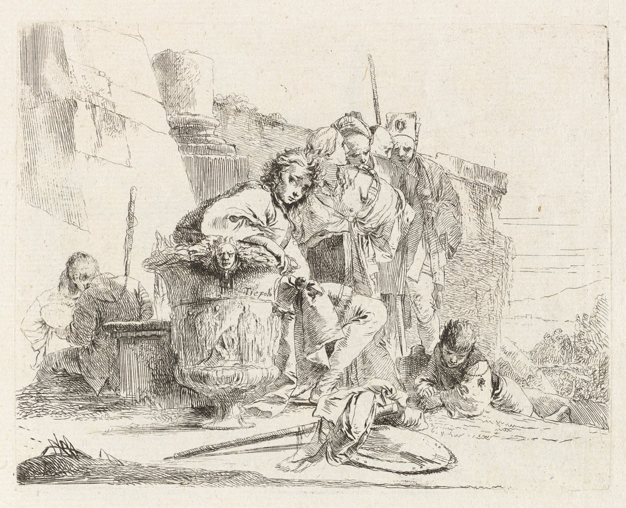 Seated Youth Leaning against an Urn, from Various Capriccios by Giovanni Battista Tiepolo