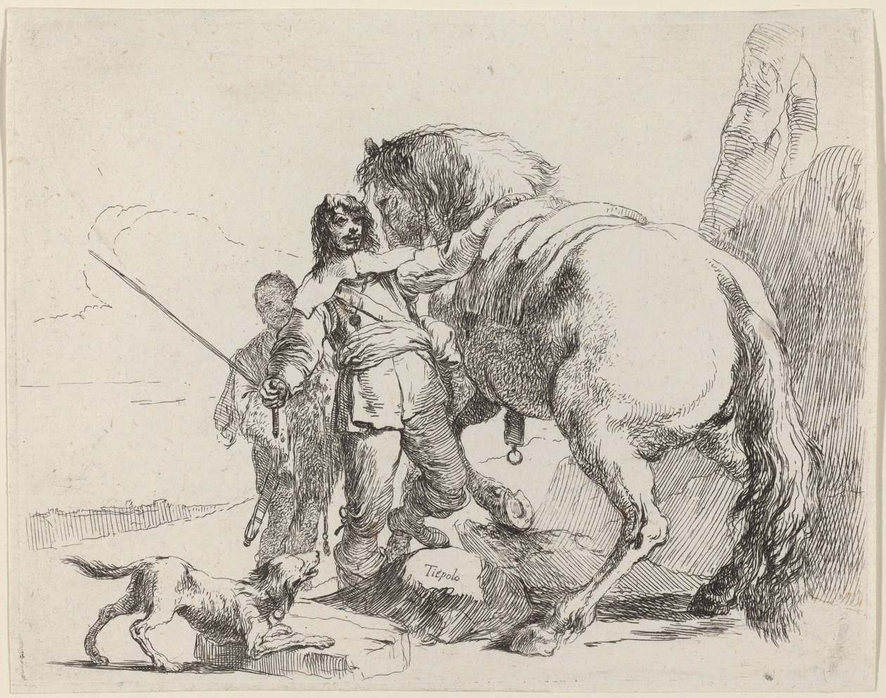 Soldier with Horse and Attendant by Giovanni Battista Tiepolo