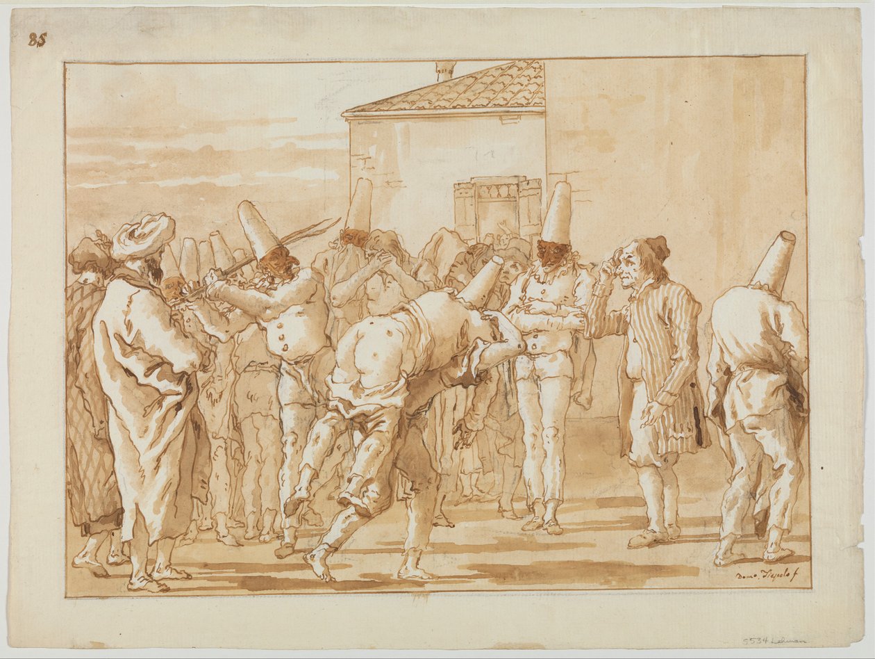 The Flogging of Punchinello, c.1800 by Giovanni Battista Tiepolo
