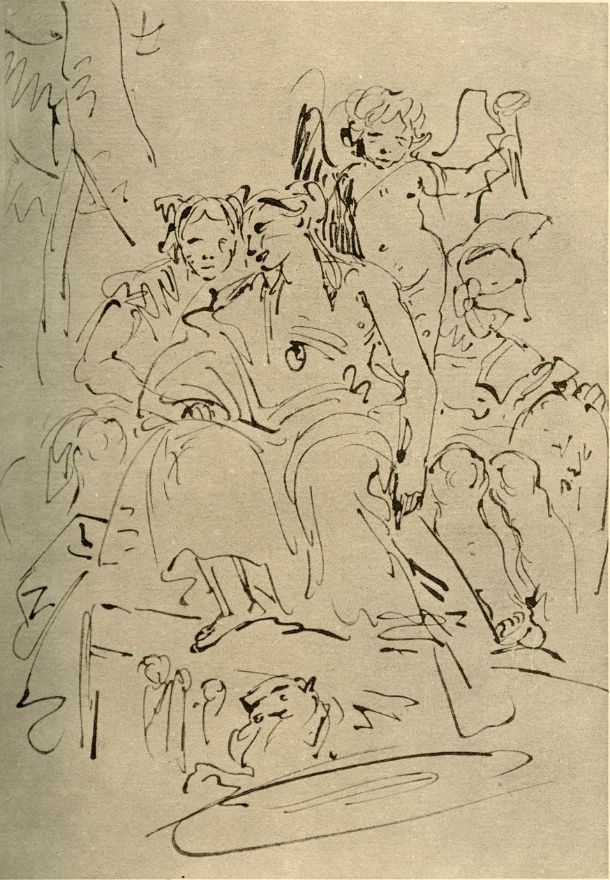 Two Women, Eros and a Soldier by Giovanni Battista Tiepolo