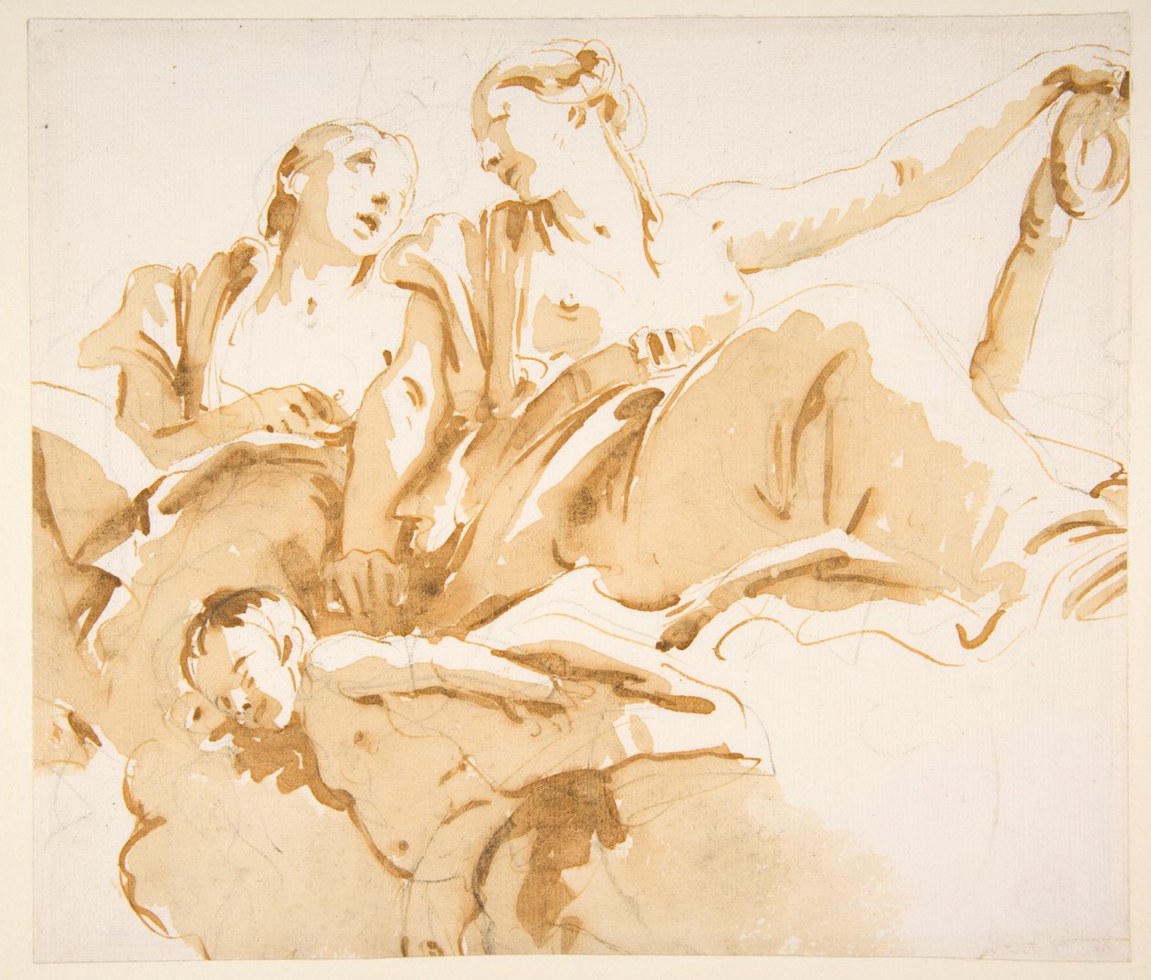 Two Women, One Holding an Anchor, and a Putto on Clouds by Giovanni Battista Tiepolo