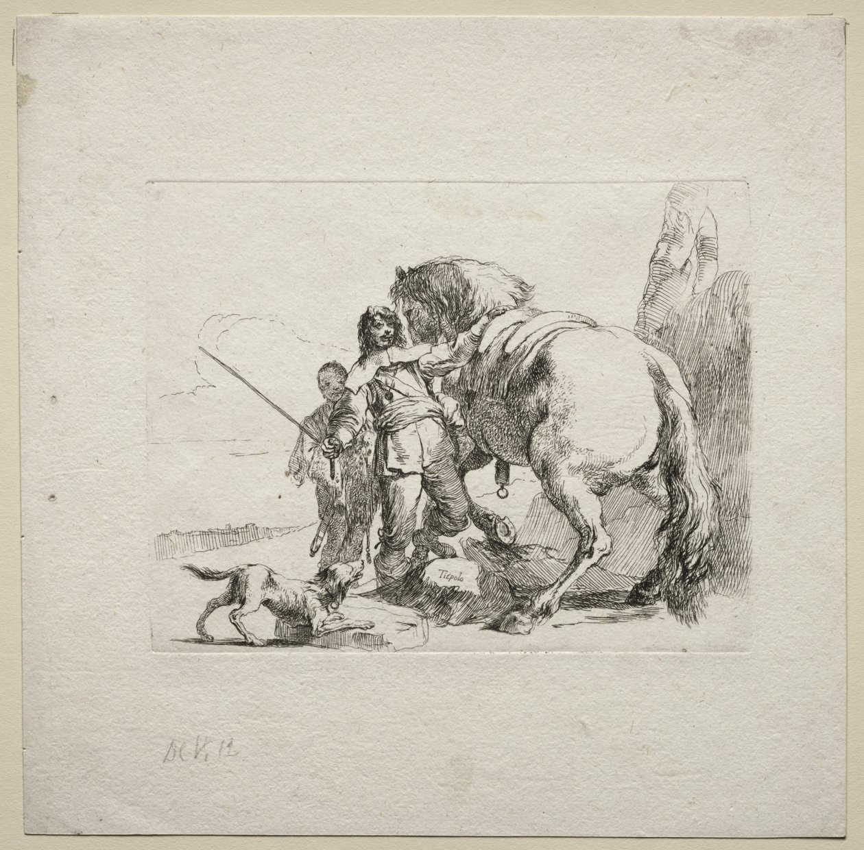 Various Caprices: The Cavalier Mounting his Horse by Giovanni Battista Tiepolo