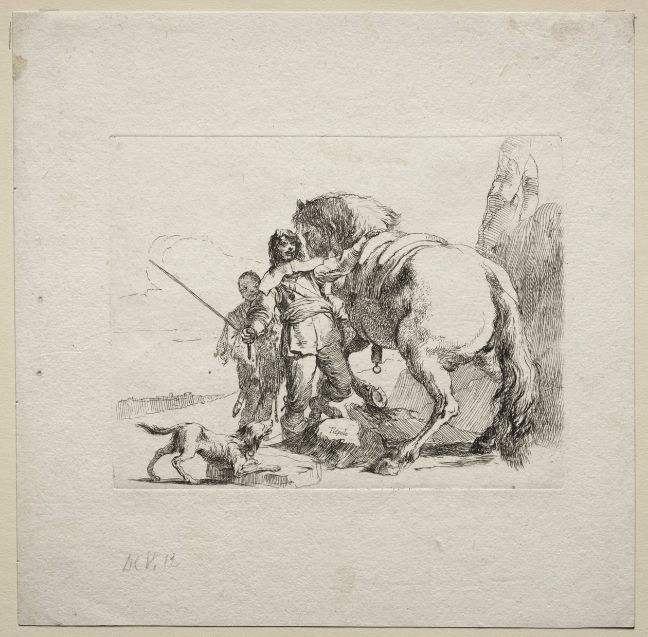 Various Caprices: The Cavalier Mounting his Horse by Giovanni Battista Tiepolo