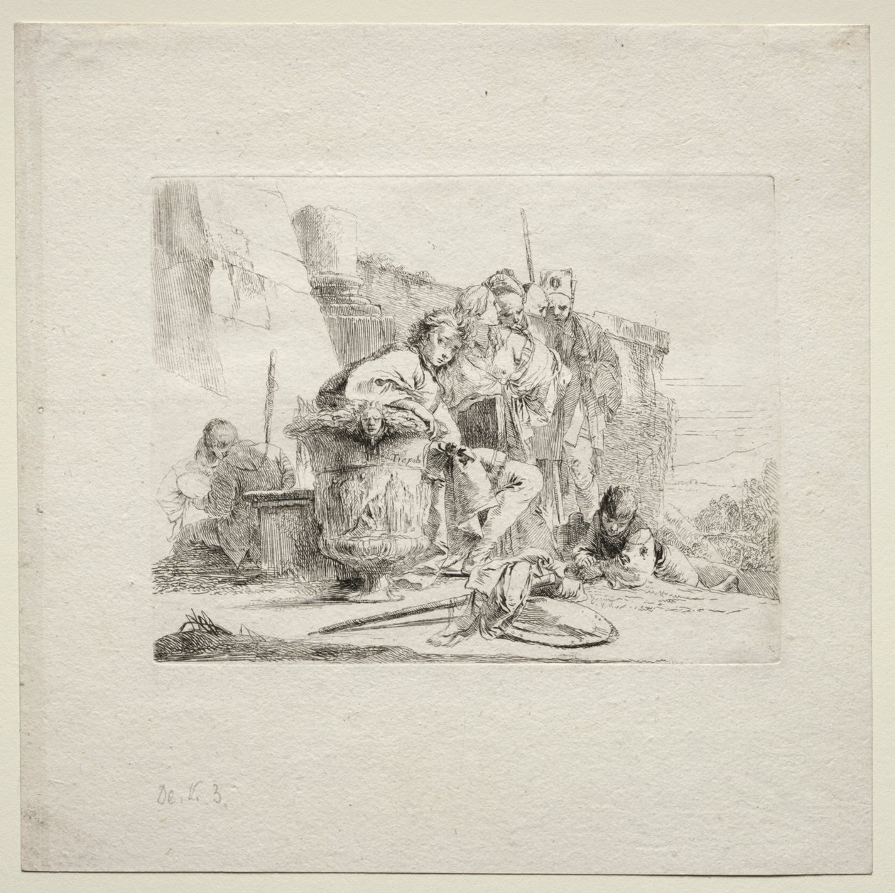 Various Caprices: The Young Man Seated, Leaning Against an Urn by Giovanni Battista Tiepolo