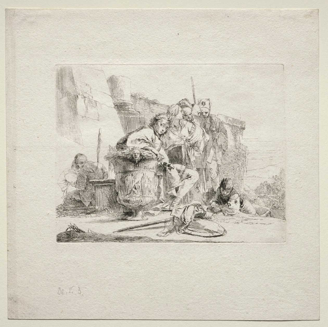Various Caprices: The Young Man Seated, Leaning Against an Urn by Giovanni Battista Tiepolo