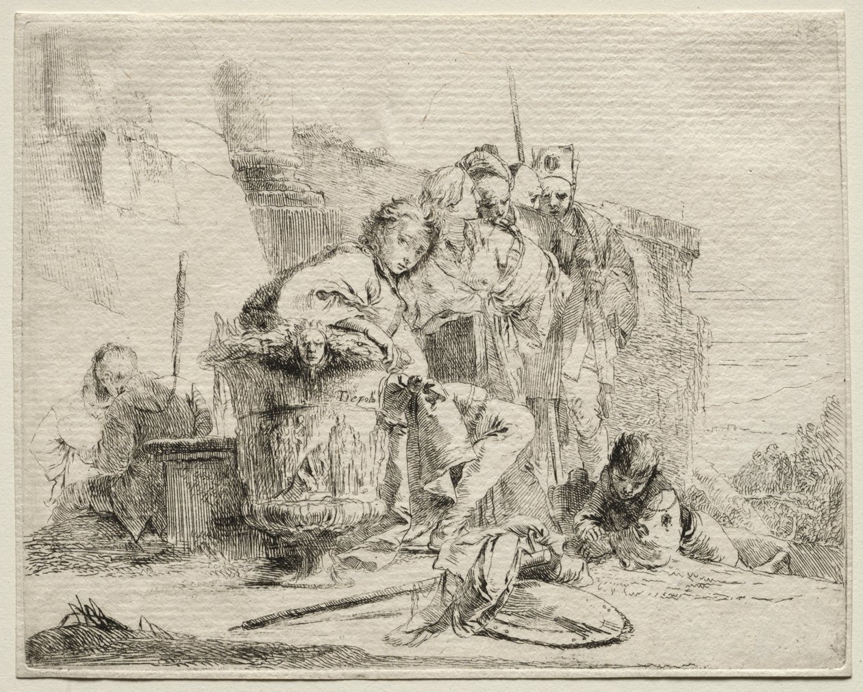 Various Caprices: Young Man Seated, Leaning Against an Urn by Giovanni Battista Tiepolo