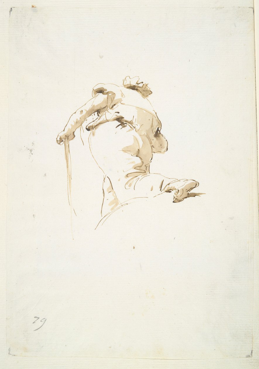 Walking Male Figure Seen Obliquely from Below by Giovanni Battista Tiepolo