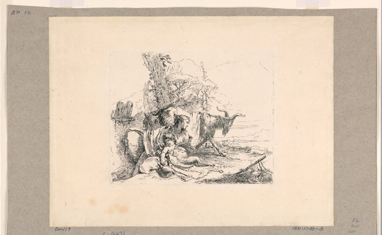 Woman with an Infant Satyr, from the Vari Capricci by Giovanni Battista Tiepolo