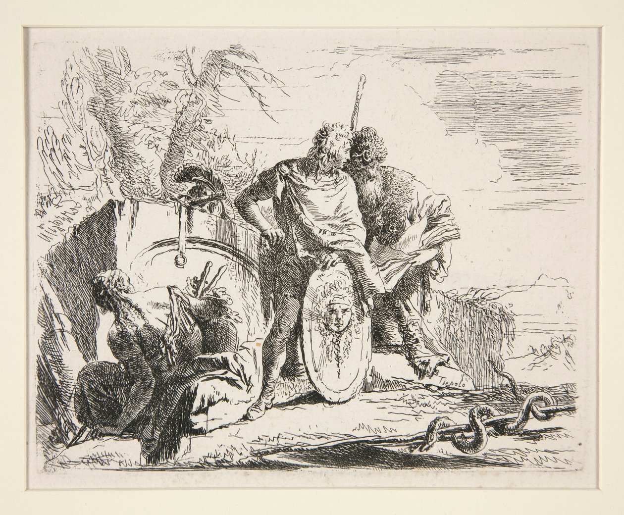 Young Soldier with Philosopher and Seated Woman, from the series Vari Capricci by Giovanni Battista Tiepolo