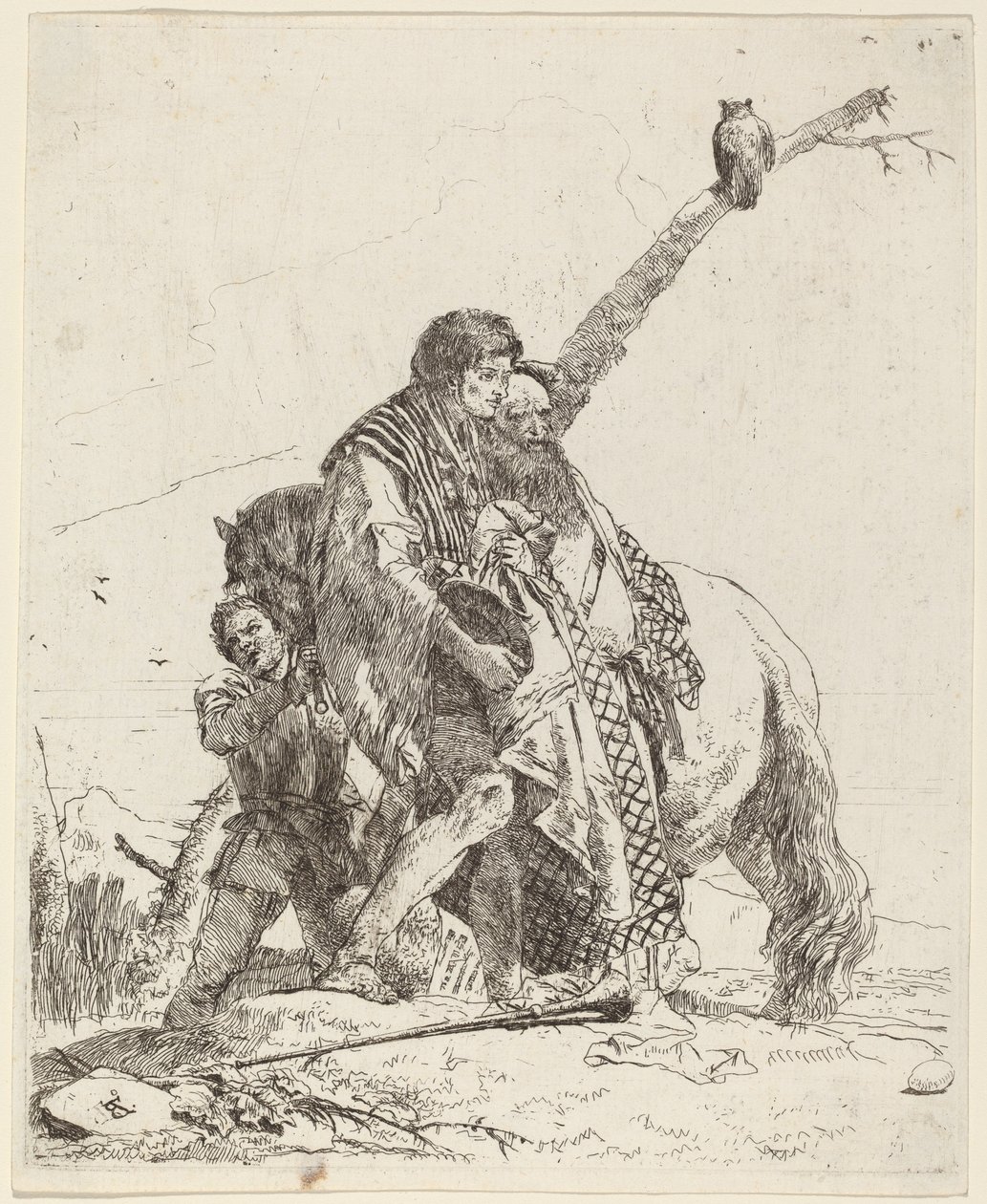 Youth, Sage, and Attendant with Horse by Giovanni Battista Tiepolo