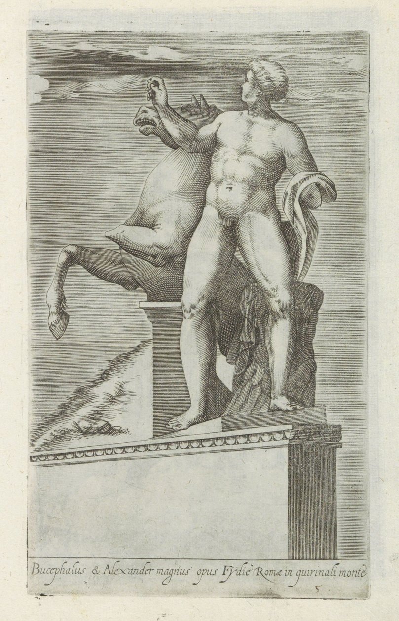 Sculpture of one of the Dioscuri on the Quirinal in Rome by Giovanni Battista de