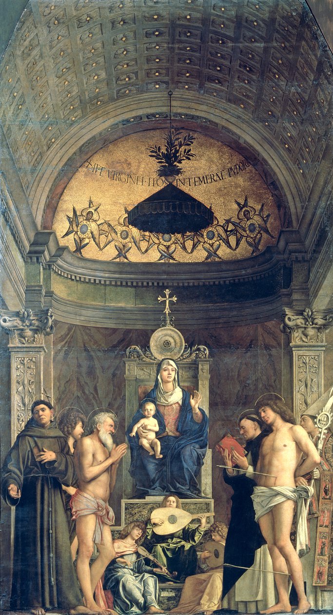 Madonna and Child Enthroned between SS. Francis, John the Baptist, Job ...